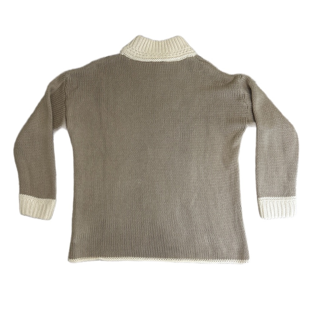 Venus Cozy Cable Knit Turtleneck Sweater - Brown and Cream - Picture 6 of 7